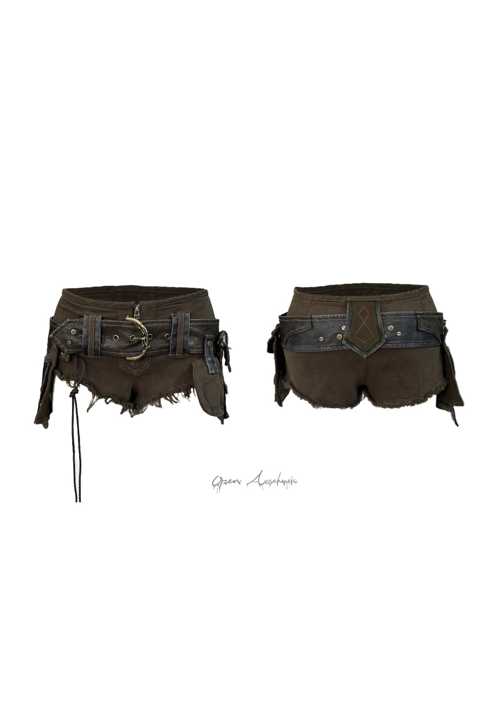 OPEN AESTHETIC丨Low-Rise Shorts w/ Belt & Pockets - PSYLOS 1, OPEN AESTHETIC丨Low-Rise Shorts w/ Belt & Pockets, Shorts, OPEN AESTHETIC, PSYLOS 1